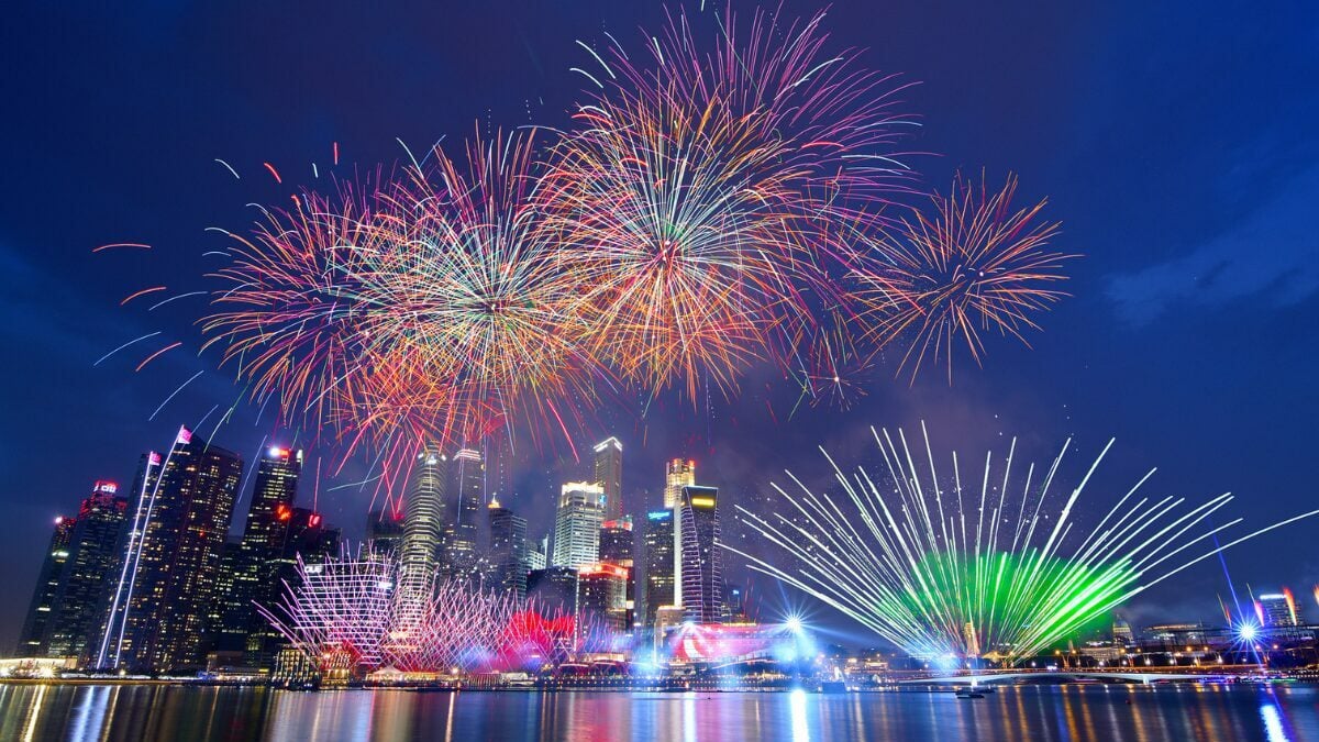 Firework display for Singapore National Day