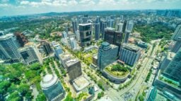 singapore business district aerial shot