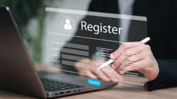 Businessperson registering online