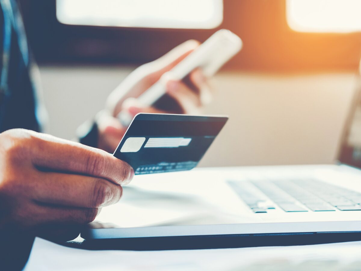 person using business bank card
