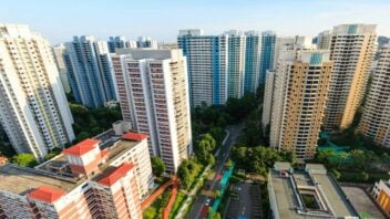 aerial view of public housing in singapore - hdb flats and condos are shrinking
