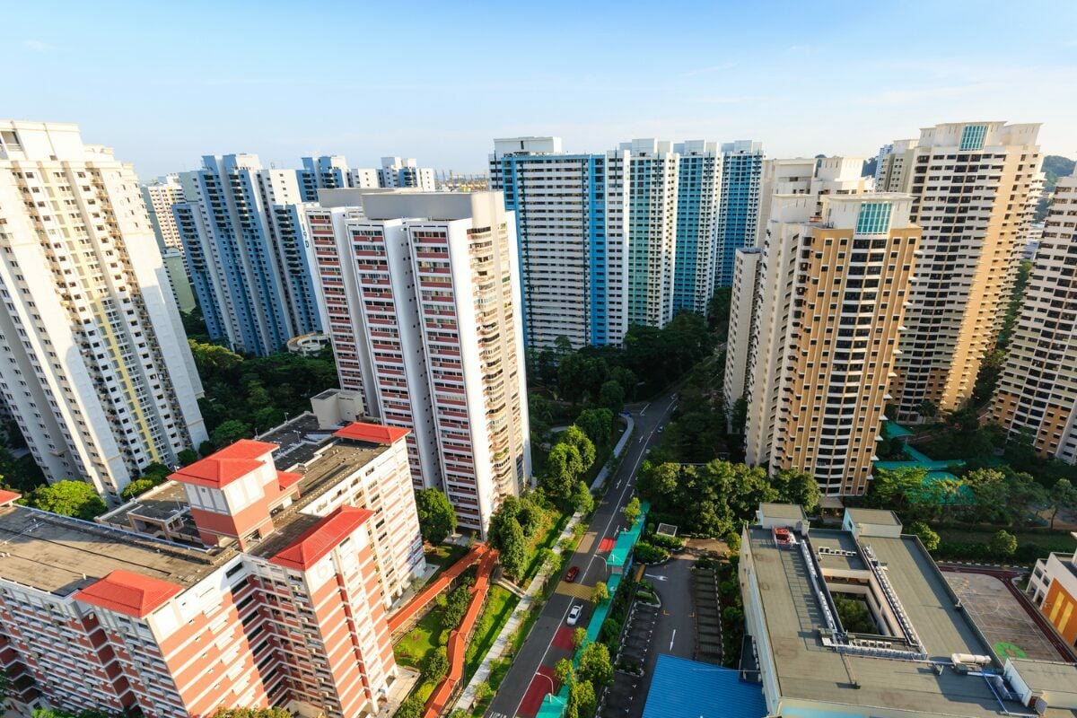 aerial view of public housing in singapore - hdb flats and condos are shrinking