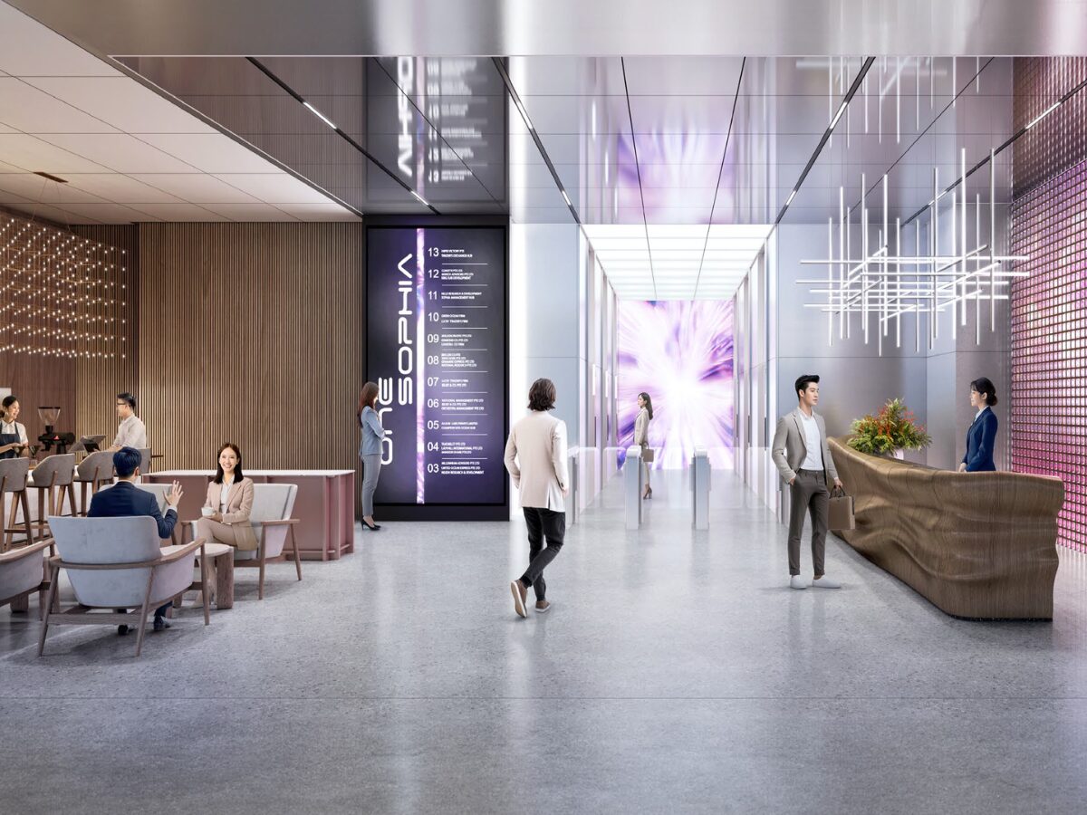 Artist’s impression of One Sophia’s office lobby.
