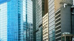 Modern office building detail, glass surface