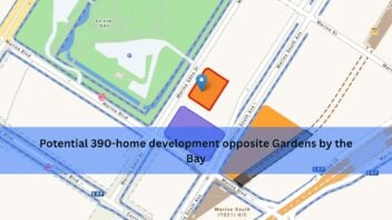 URA location map showing the Marina Gardens Lane GLS site opposite Gardens by the Bay and near Marina South MRT station.
