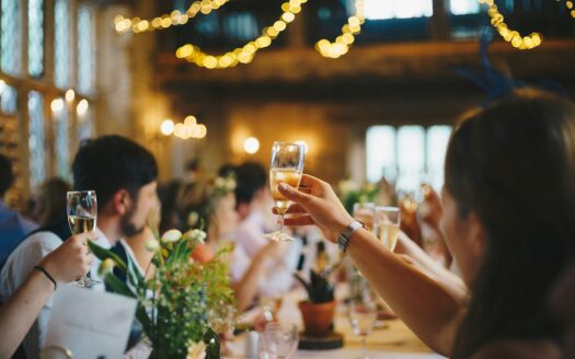 people with wine glasses on a party venue