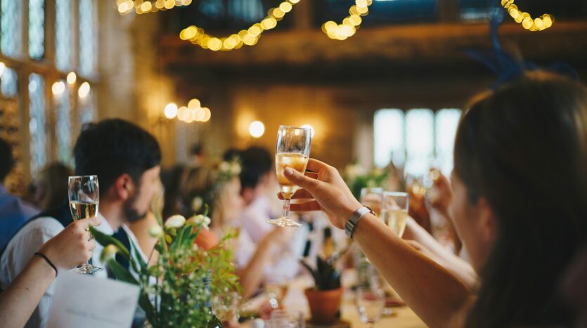 people with wine glasses on a party venue